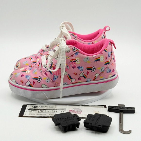 HEELYS Pro 20 Wheel Skate Shoes Size 2 Girls Pink Rainbow Display Shoe *‎ Read - Picture 1 of 12